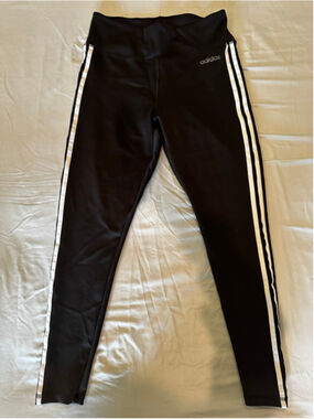 Women's Adidas Black & White Stripe Leggings L